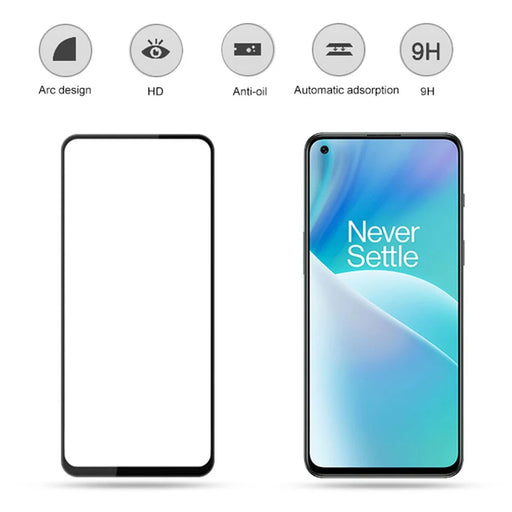 MOCOLO For OnePlus Nord / Nord 2 5G  / Nord 2T / Nord CE 5G Secondary Strengthening Anti-fingerprint Full Covering Silk Printing Full Glue Tempered Glass Phone Screen Protector - Black - 2