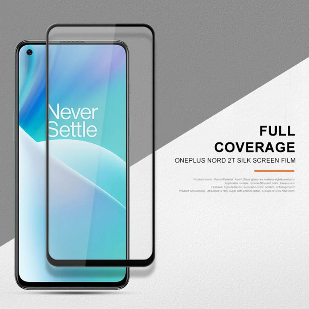MOCOLO For OnePlus Nord / Nord 2 5G  / Nord 2T / Nord CE 5G Secondary Strengthening Anti-fingerprint Full Covering Silk Printing Full Glue Tempered Glass Phone Screen Protector - Black - 3