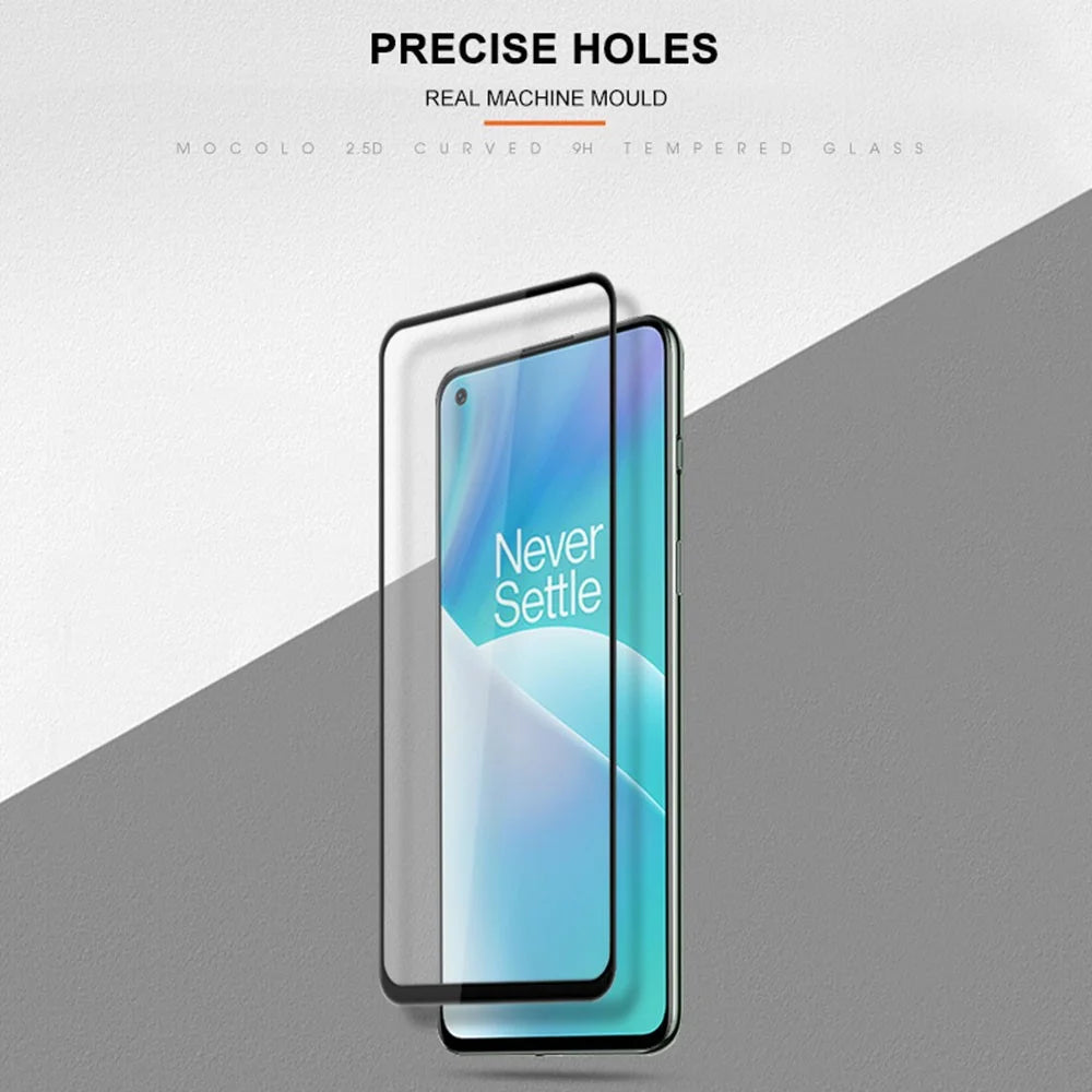 MOCOLO For OnePlus Nord / Nord 2 5G  / Nord 2T / Nord CE 5G Secondary Strengthening Anti-fingerprint Full Covering Silk Printing Full Glue Tempered Glass Phone Screen Protector - Black - 5