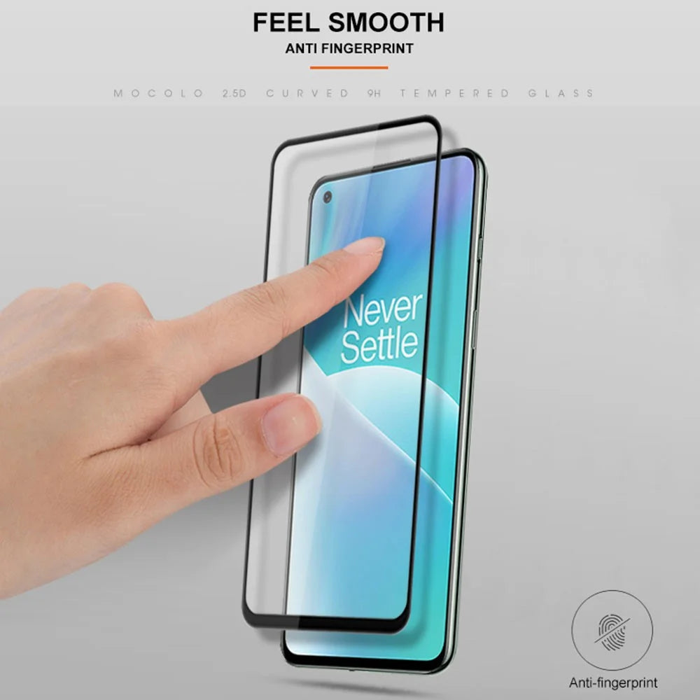 MOCOLO For OnePlus Nord / Nord 2 5G  / Nord 2T / Nord CE 5G Secondary Strengthening Anti-fingerprint Full Covering Silk Printing Full Glue Tempered Glass Phone Screen Protector - Black - 7