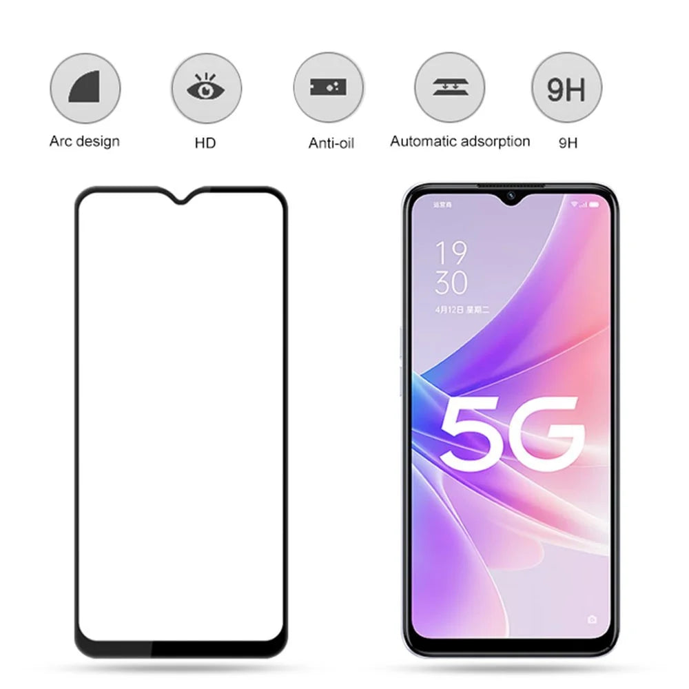 MOCOLO For Oppo A57 (2022) 5G / A77 5G Silk Printing Full Glue Tempered Glass Secondary Strengthening Anti-scratch HD Full Screen Protector Film - Black - 2