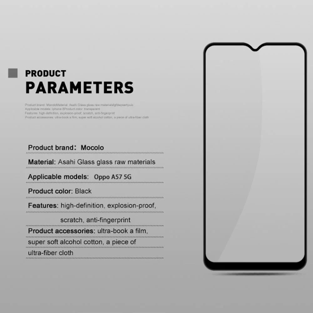 MOCOLO For Oppo A57 (2022) 5G / A77 5G Silk Printing Full Glue Tempered Glass Secondary Strengthening Anti-scratch HD Full Screen Protector Film - Black - 4