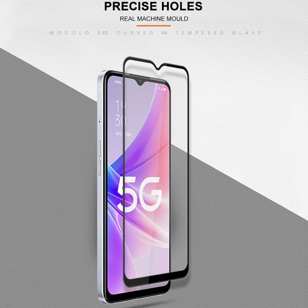 MOCOLO For Oppo A57 (2022) 5G / A77 5G Silk Printing Full Glue Tempered Glass Secondary Strengthening Anti-scratch HD Full Screen Protector Film - Black - 5