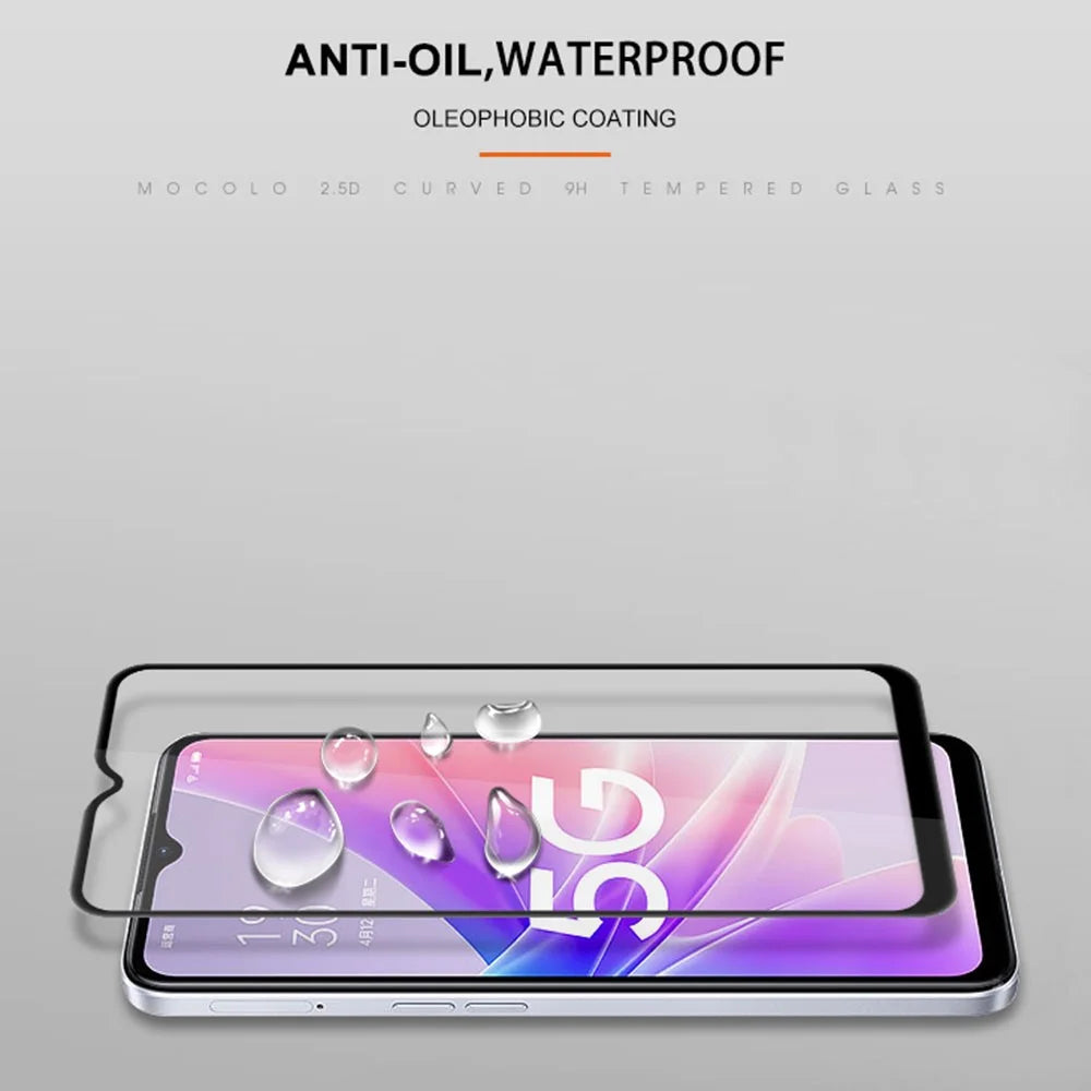 MOCOLO For Oppo A57 (2022) 5G / A77 5G Silk Printing Full Glue Tempered Glass Secondary Strengthening Anti-scratch HD Full Screen Protector Film - Black - 6