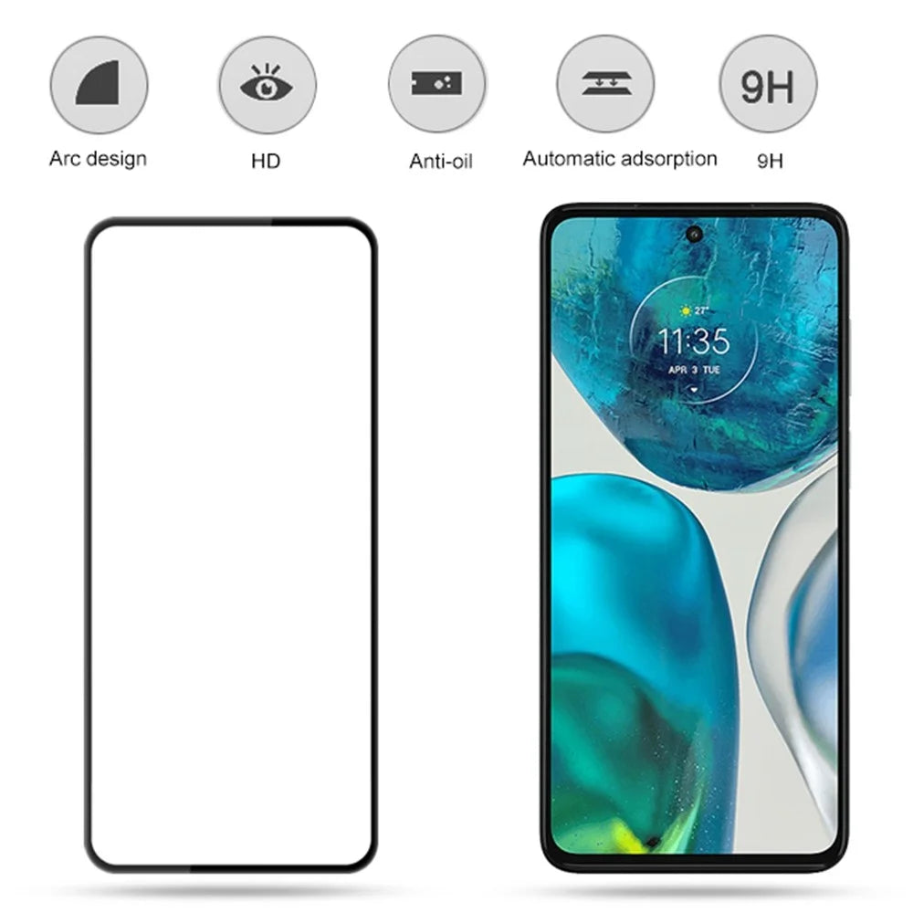 MOCOLO For Motorola Moto G52 4G / G82 5G Full Cover Tempered Glass Secondary Strengthening Full Glue Silk Printing Screen Protector - Black - 2