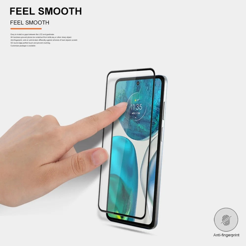 MOCOLO For Motorola Moto G52 4G / G82 5G Full Cover Tempered Glass Secondary Strengthening Full Glue Silk Printing Screen Protector - Black - 7