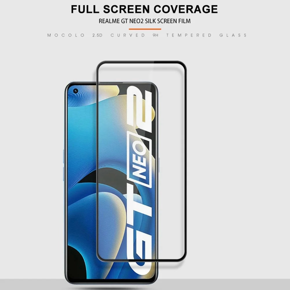 MOCOLO For Realme GT Neo2 5G Tempered Glass Film Secondary Strengthening Full Glue Silk Printing Full Screen Protector - Black - 3