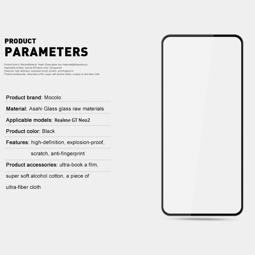 MOCOLO For Realme GT Neo2 5G Tempered Glass Film Secondary Strengthening Full Glue Silk Printing Full Screen Protector - Black - 4
