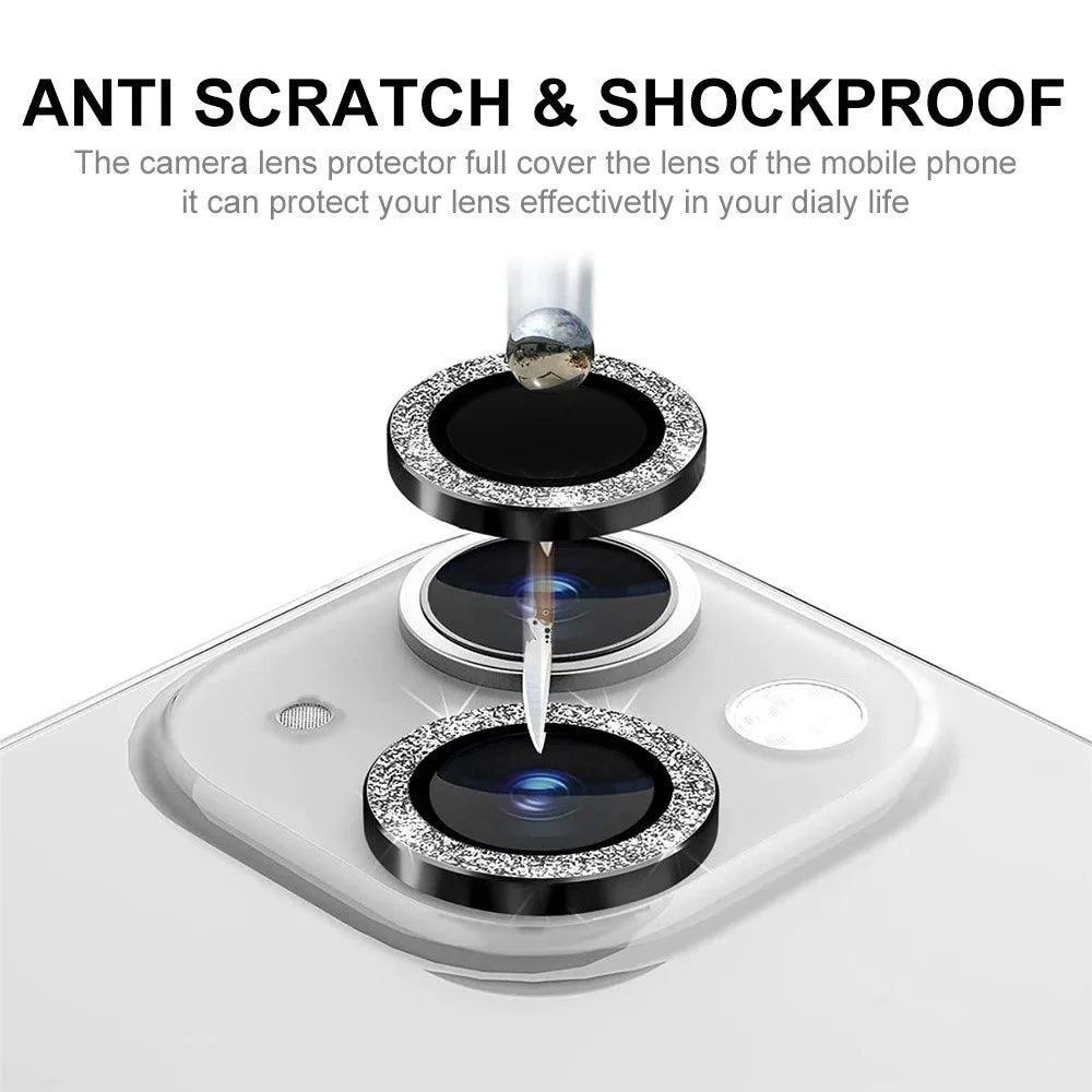 ENKAY HAT PRINCE For iPhone 13 6.1 inch / 13 mini 5.4 inch 1 Set Camera Lens Protector Glitter Decor Clear Lens Film - Silver - 2