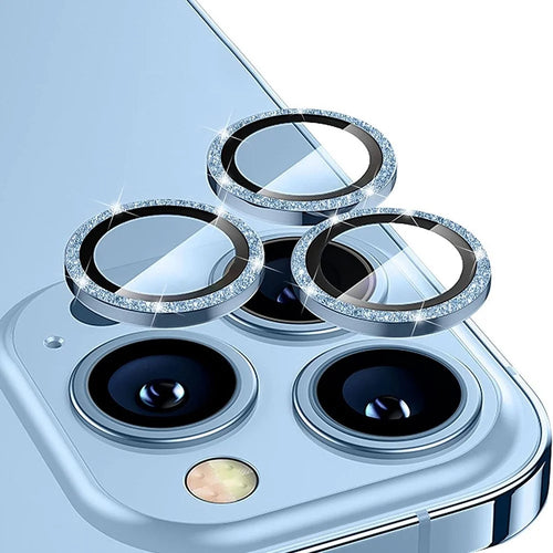 ENKAY HAT PRINCE For iPhone 13 Pro 6.1 inch / 13 Pro Max 6.7 inch 1 Set Camera Lens Film Glitter Decor Lens Protector - Baby Blue - 1