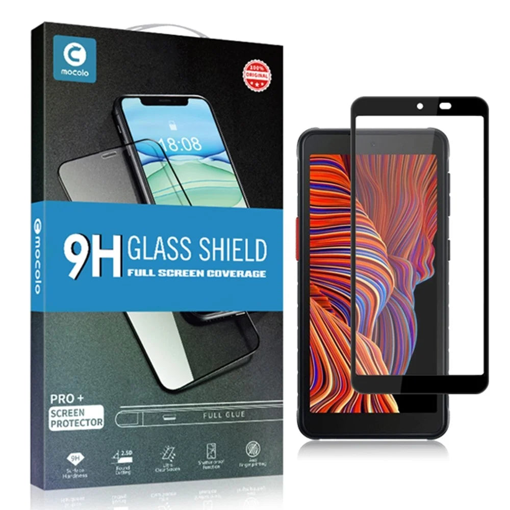 MOCOLO For Samsung Galaxy Xcover 5 Tempered Glass Full Glue Silk Printing Protector Secondary Strengthening Full Cover HD Film - Black - 7