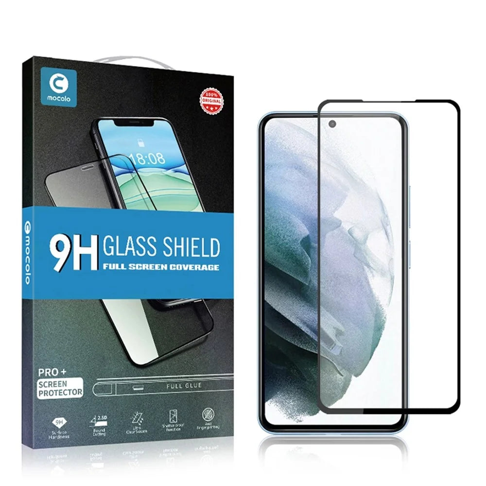 MOCOLO For Samsung Galaxy S22 5G / S23 Full Glue HD Clear Tempered Glass Silk Printing Secondary Hardening Full Screen Protector - Black - 6