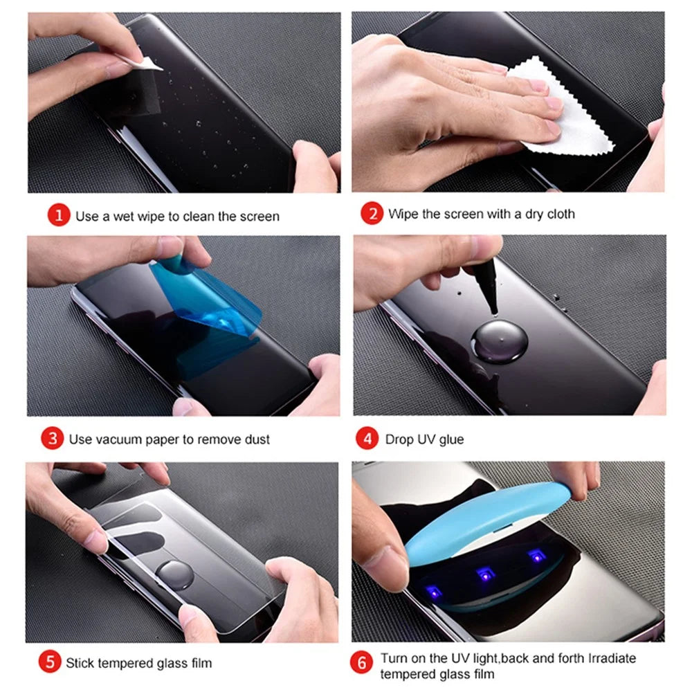 MOCOLO 3D Curved UV Liquid Tempered Glass Film for Samsung Galaxy S23 Ultra, Ultra Clear Full Cover Scratch-resistant Screen Protector - 6