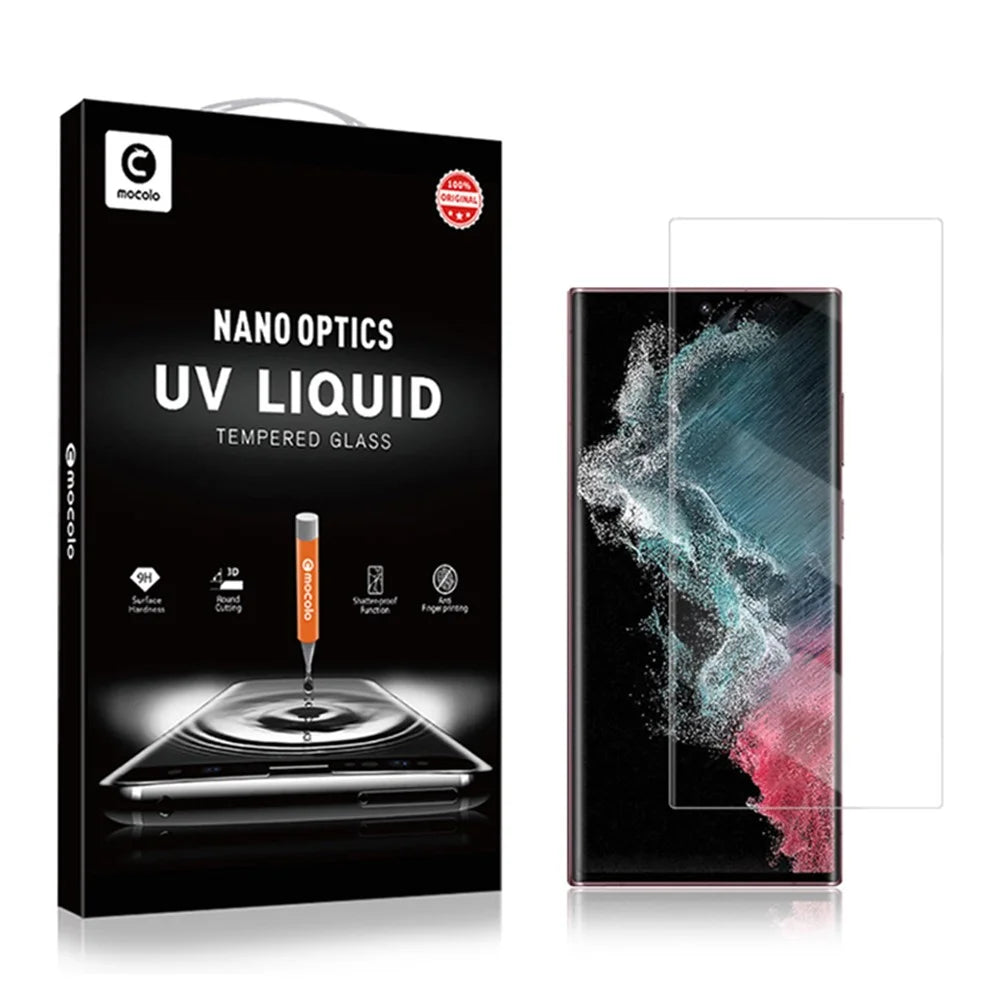 MOCOLO 3D Curved UV Liquid Tempered Glass Film for Samsung Galaxy S23 Ultra, Ultra Clear Full Cover Scratch-resistant Screen Protector - 7