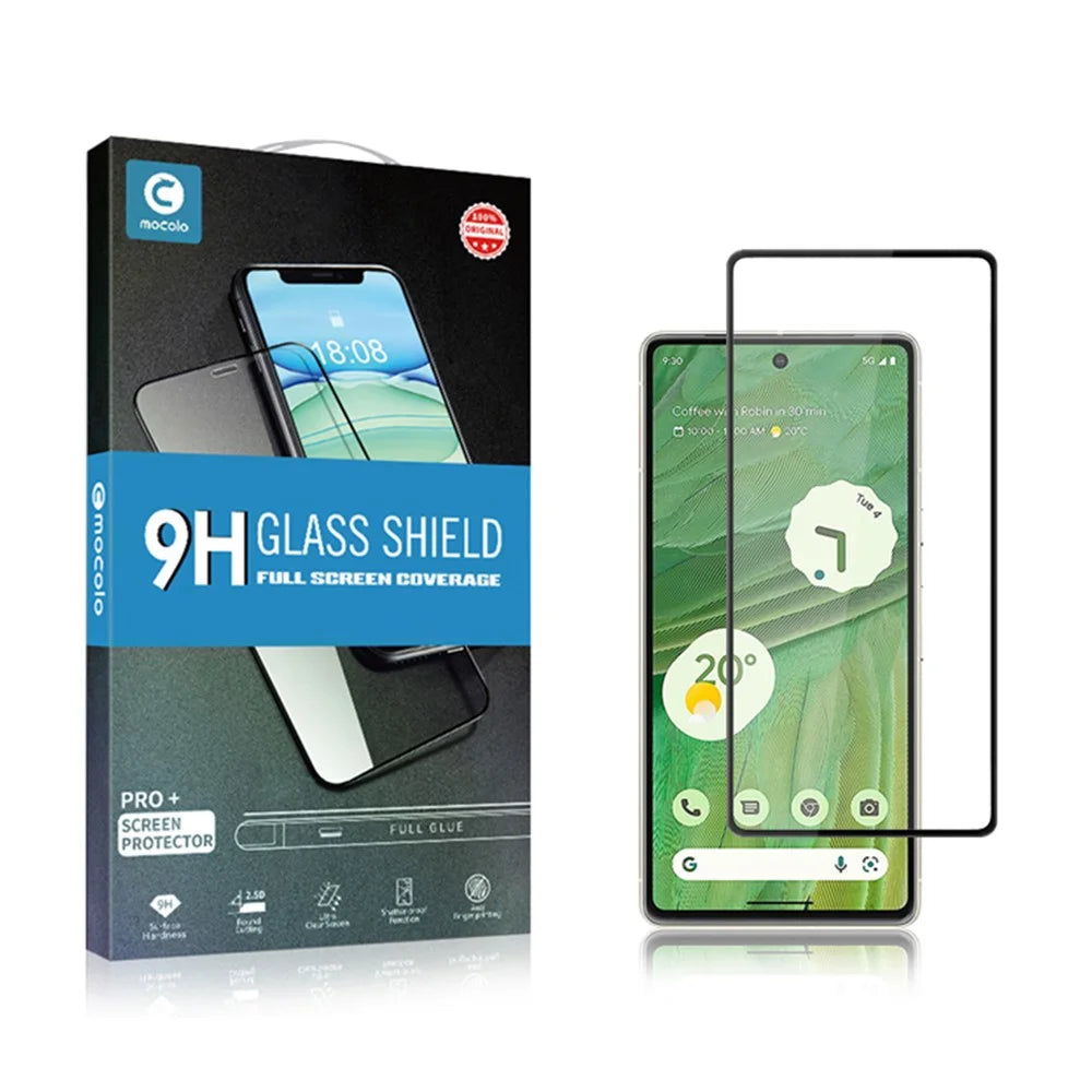 MOCOLO For Google Pixel 7 5G Full Glue Silk Printing Tempered Glass Film HD Clear Secondary Hardening Screen Protector - Black - 7