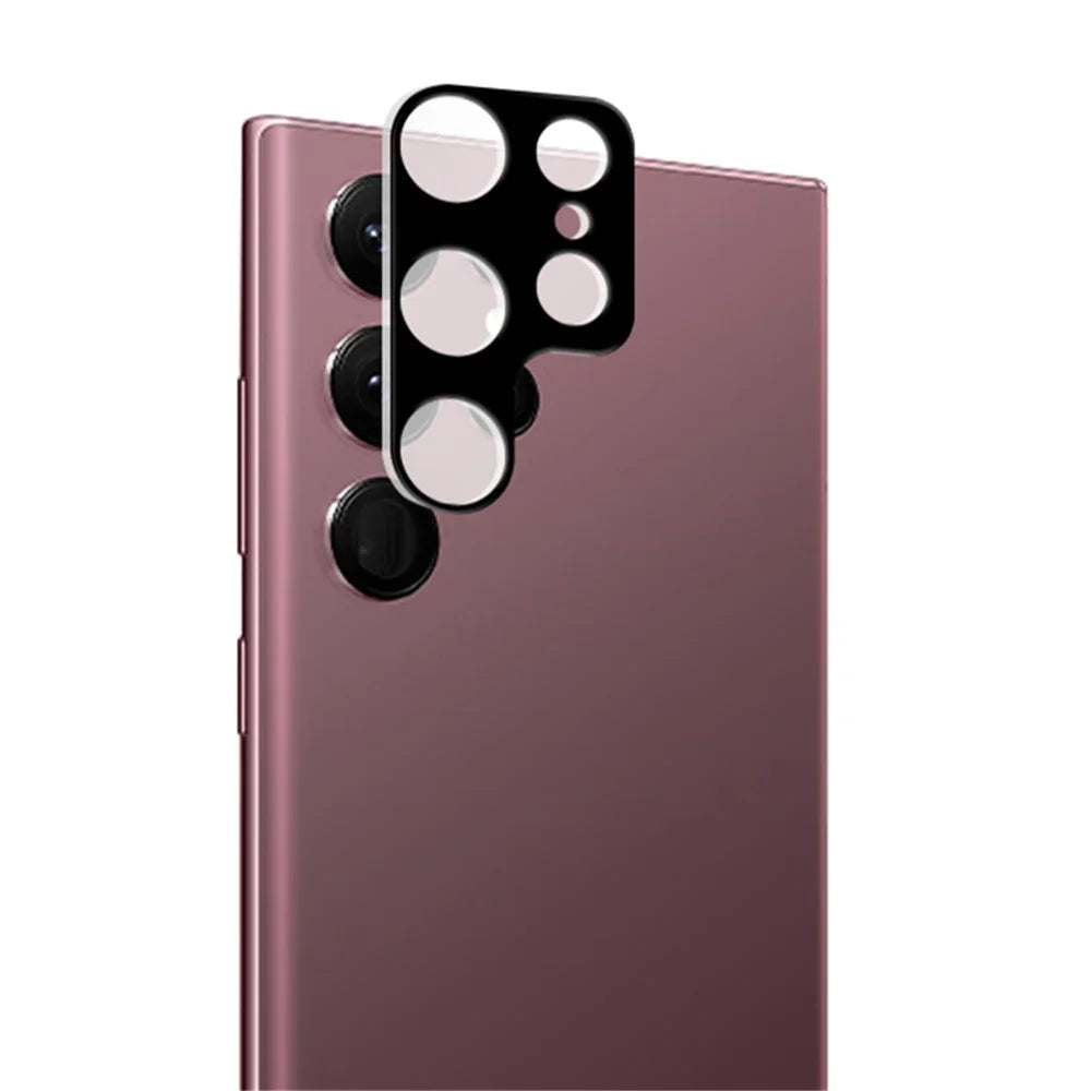 MOCOLO For Samsung Galaxy S23 Ultra Fingerprint Free Camera Lens Protector, Silk Printing HD Tempered Glass Lens Protective Film - Black - 2
