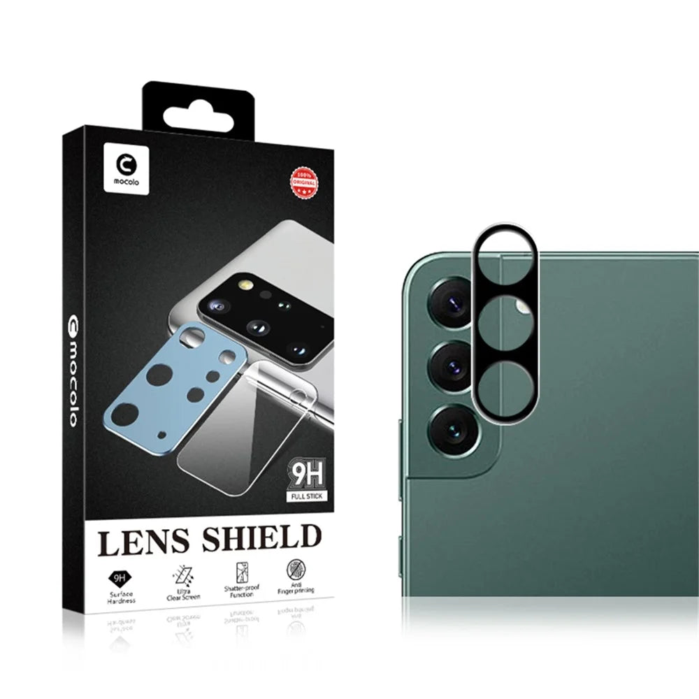 MOCOLO For Samsung Galaxy S23 9H Hardness Camera Lens Protector, Silk Printing HD Tempered Glass Lens Protective Film - Black - 5