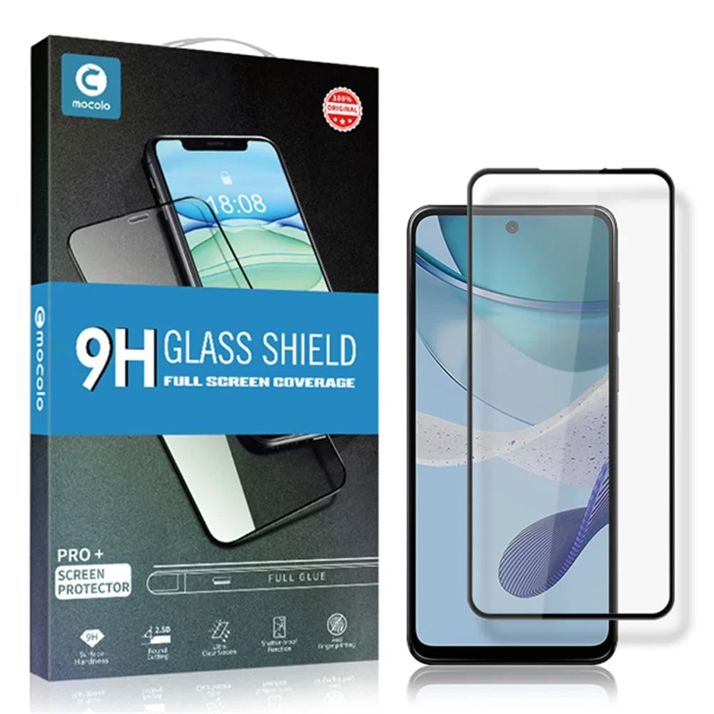 MOCOLO For Motorola Moto G53 5G Silk Printing Tempered Glass Film Secondary Hardening HD Clear Full Screen Protector - Black - 7