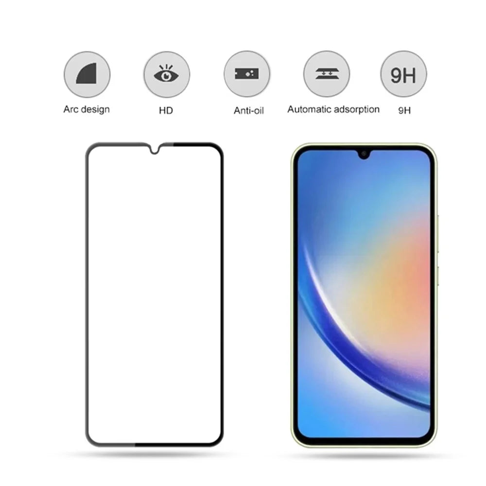 MOCOLO For Samsung Galaxy A34 5G HD Clear Tempered Glass Silk Printing Full Glue Full Screen Protector - Black - 2