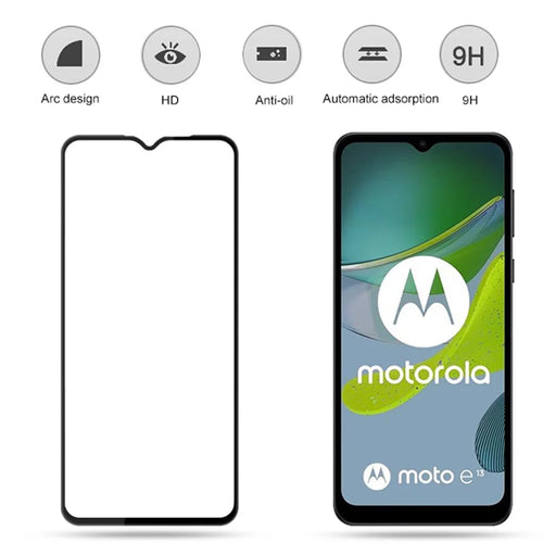 MOCOLO For Motorola Moto E13 4G (2023) Tempered Glass Full Screen Protector Secondary Hardening Silk Printing Anti-explosion Film - Black - 2