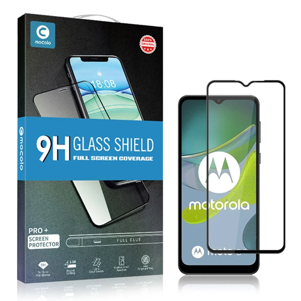MOCOLO For Motorola Moto E13 4G (2023) Tempered Glass Full Screen Protector Secondary Hardening Silk Printing Anti-explosion Film - Black - 7