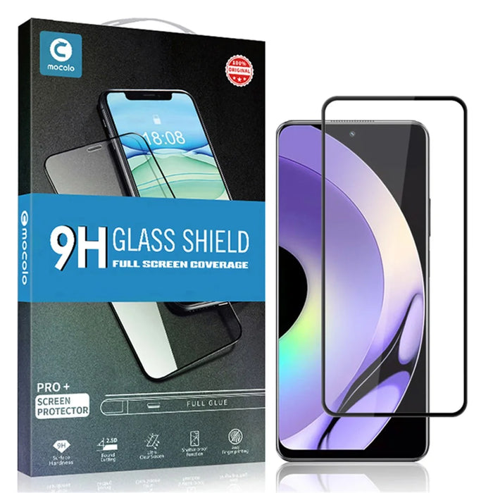 MOCOLO For Realme 10 Pro 5G Tempered Glass Screen Protector Silk Printing Secondary Hardening Shatterproof Film - Black - 7