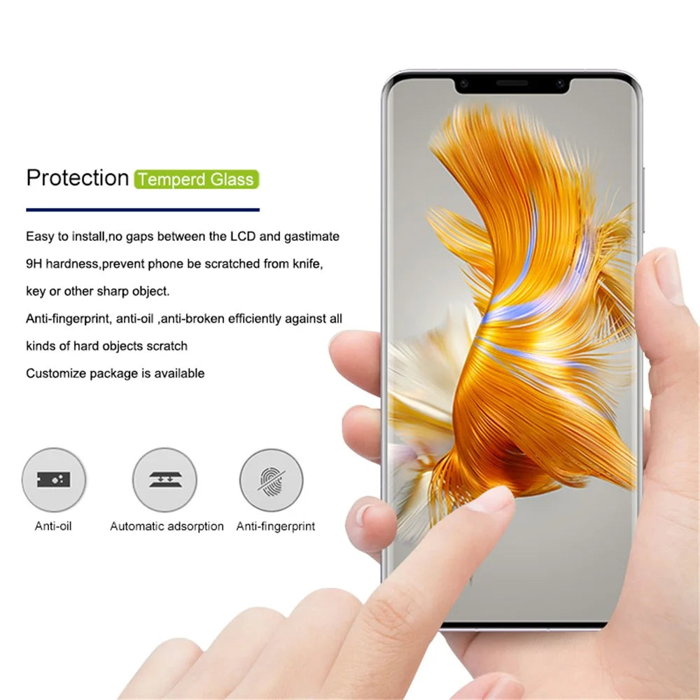 MOCOLO Screen Protector for Huawei Mate 50 Pro 4G , Full Glue 3D Curved Tempered Glass Film - Black - 2