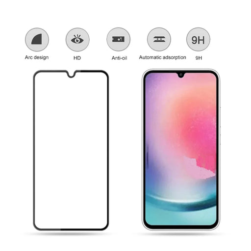 MOCOLO For Samsung Galaxy A24 4G (162.1 x 77.6 x 8.3mm) Tempered Glass Film Silk Printing Secondary Hardening Full Screen Protector - Black - 2
