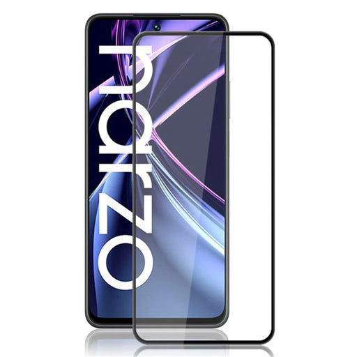 MOCOLO Tempered Glass Film for Realme Narzo N55 4G Silk Printing Secondary Hardening Full Screen Protector - Black - 1