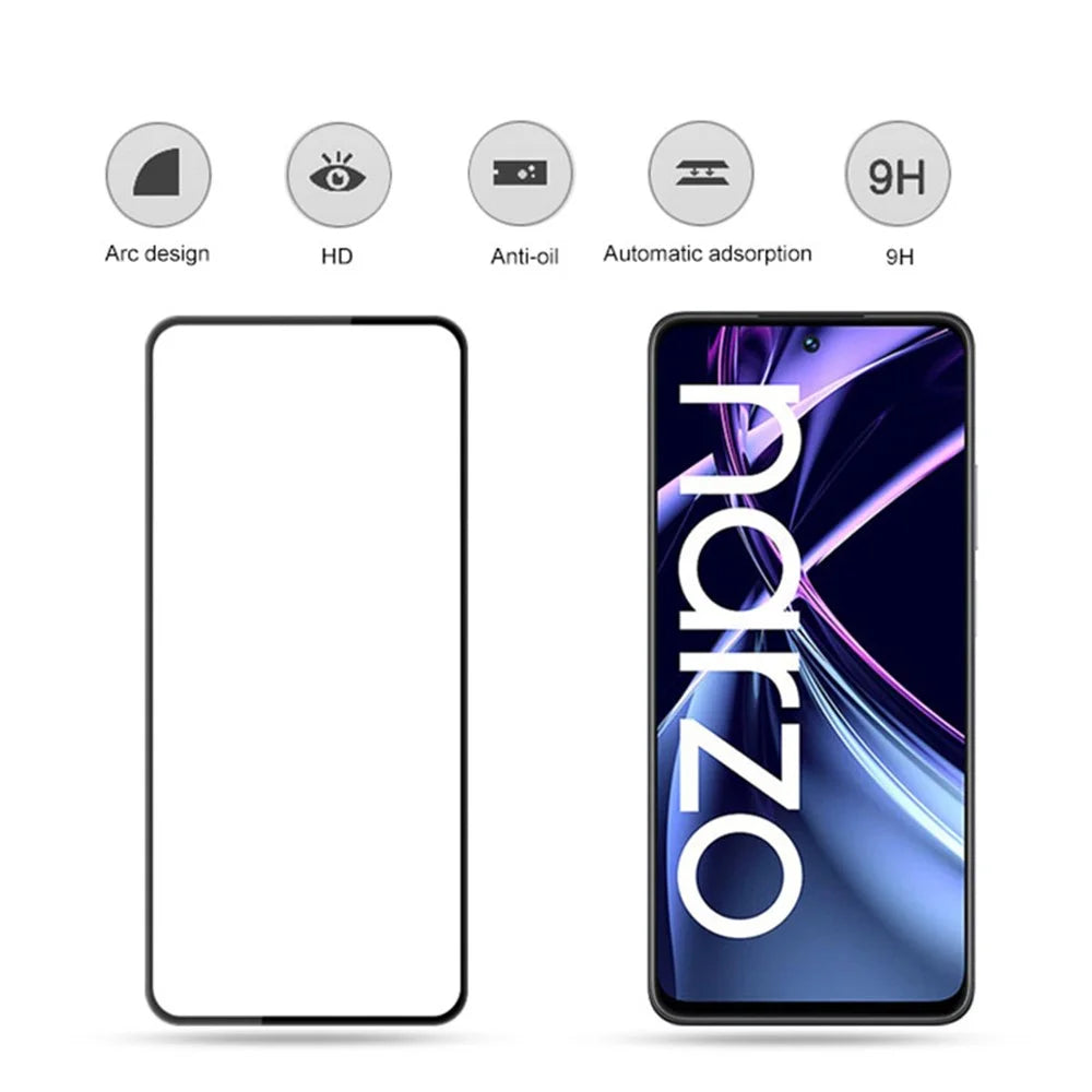 MOCOLO Tempered Glass Film for Realme Narzo N55 4G Silk Printing Secondary Hardening Full Screen Protector - Black - 2