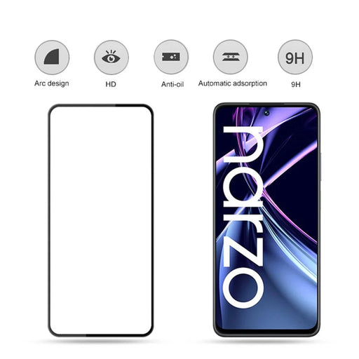 MOCOLO Tempered Glass Film for Realme Narzo N55 4G Silk Printing Secondary Hardening Full Screen Protector - Black - 2
