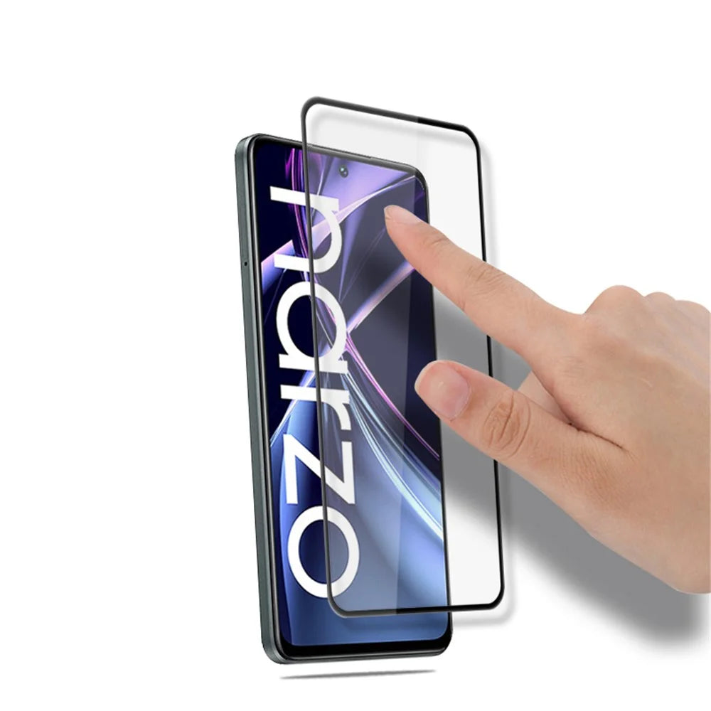 MOCOLO Tempered Glass Film for Realme Narzo N55 4G Silk Printing Secondary Hardening Full Screen Protector - Black - 5