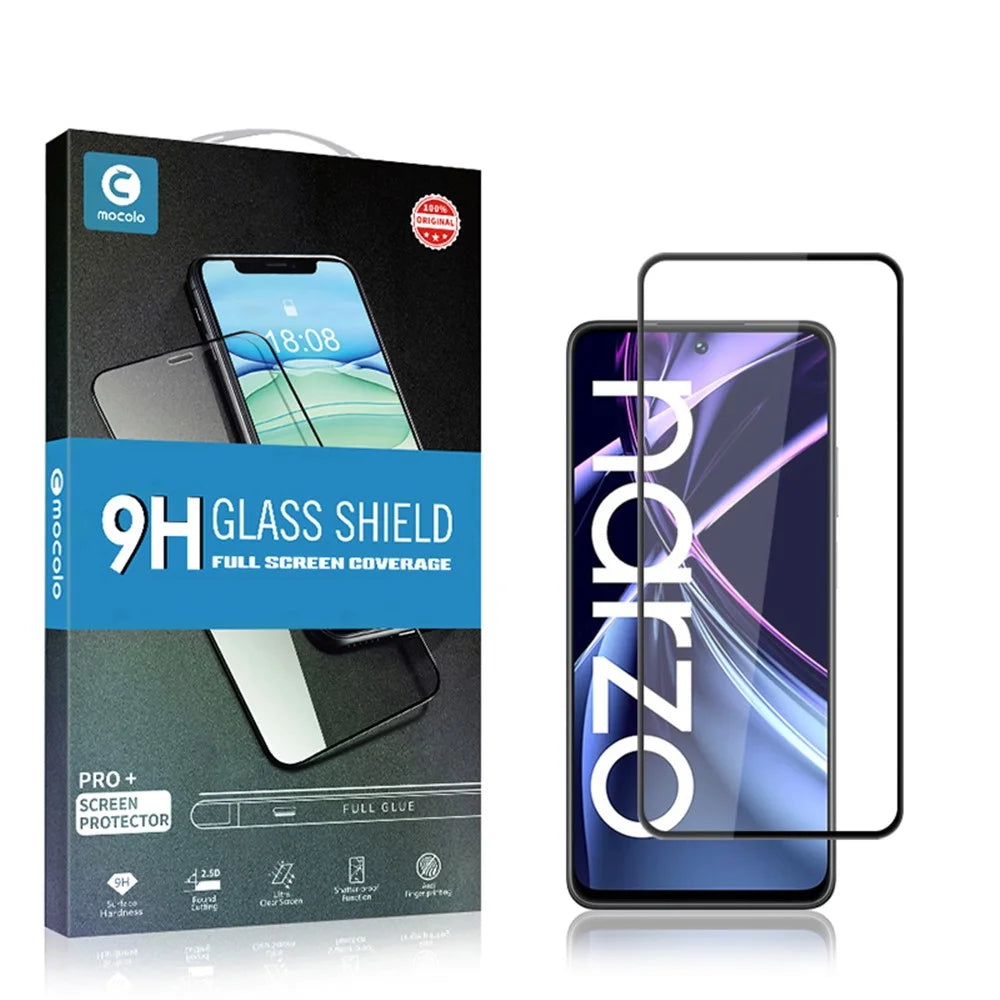MOCOLO Tempered Glass Film for Realme Narzo N55 4G Silk Printing Secondary Hardening Full Screen Protector - Black - 7