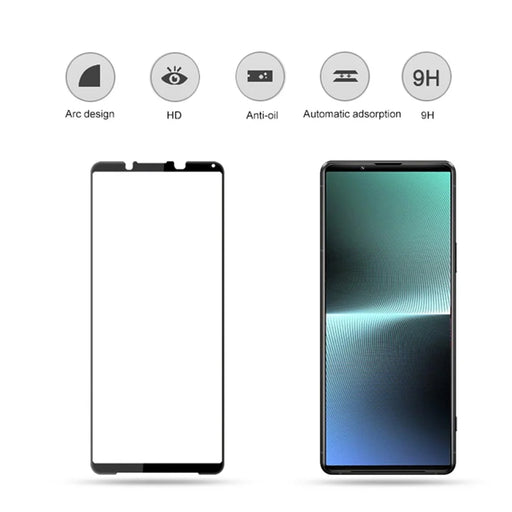 MOCOLO For Sony Xperia 1 V Silk Printing Screen Protector Full Coverage HD Tempered Glass Film - Black - 2