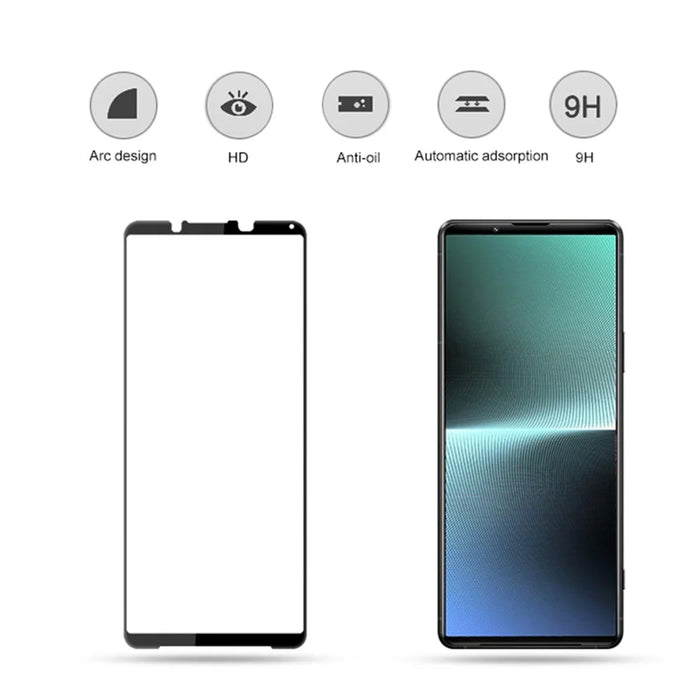 MOCOLO For Sony Xperia 1 V Silk Printing Screen Protector Full Coverage HD Tempered Glass Film - Black - 2