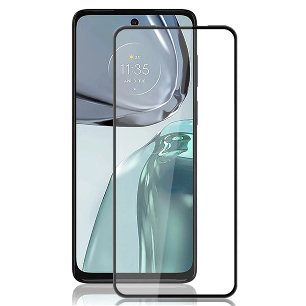 MOCOLO Silk Printing Film for Motorola Moto G62 5G Secondary Hardening Tempered Glass Full Screen Protector - Black - 1