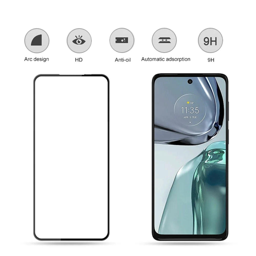 MOCOLO Silk Printing Film for Motorola Moto G62 5G Secondary Hardening Tempered Glass Full Screen Protector - Black - 2