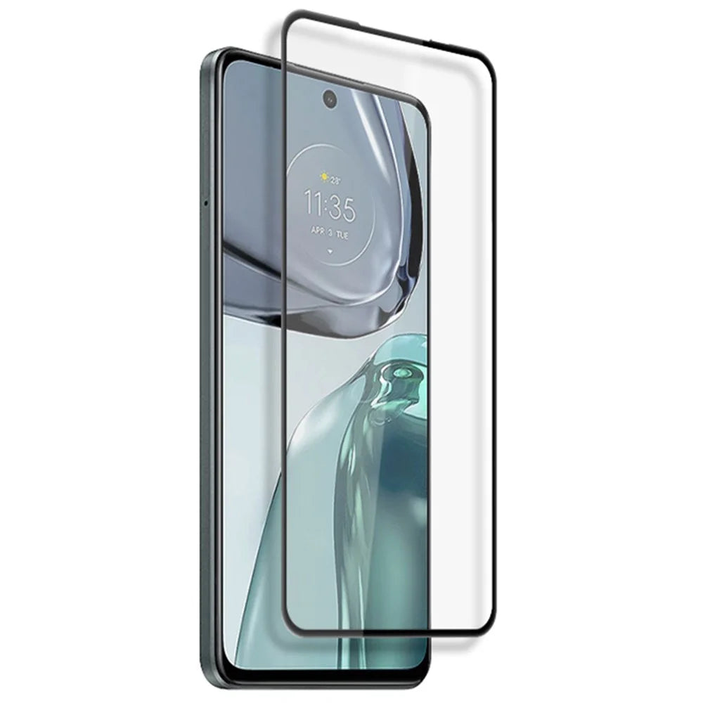 MOCOLO Silk Printing Film for Motorola Moto G62 5G Secondary Hardening Tempered Glass Full Screen Protector - Black - 3