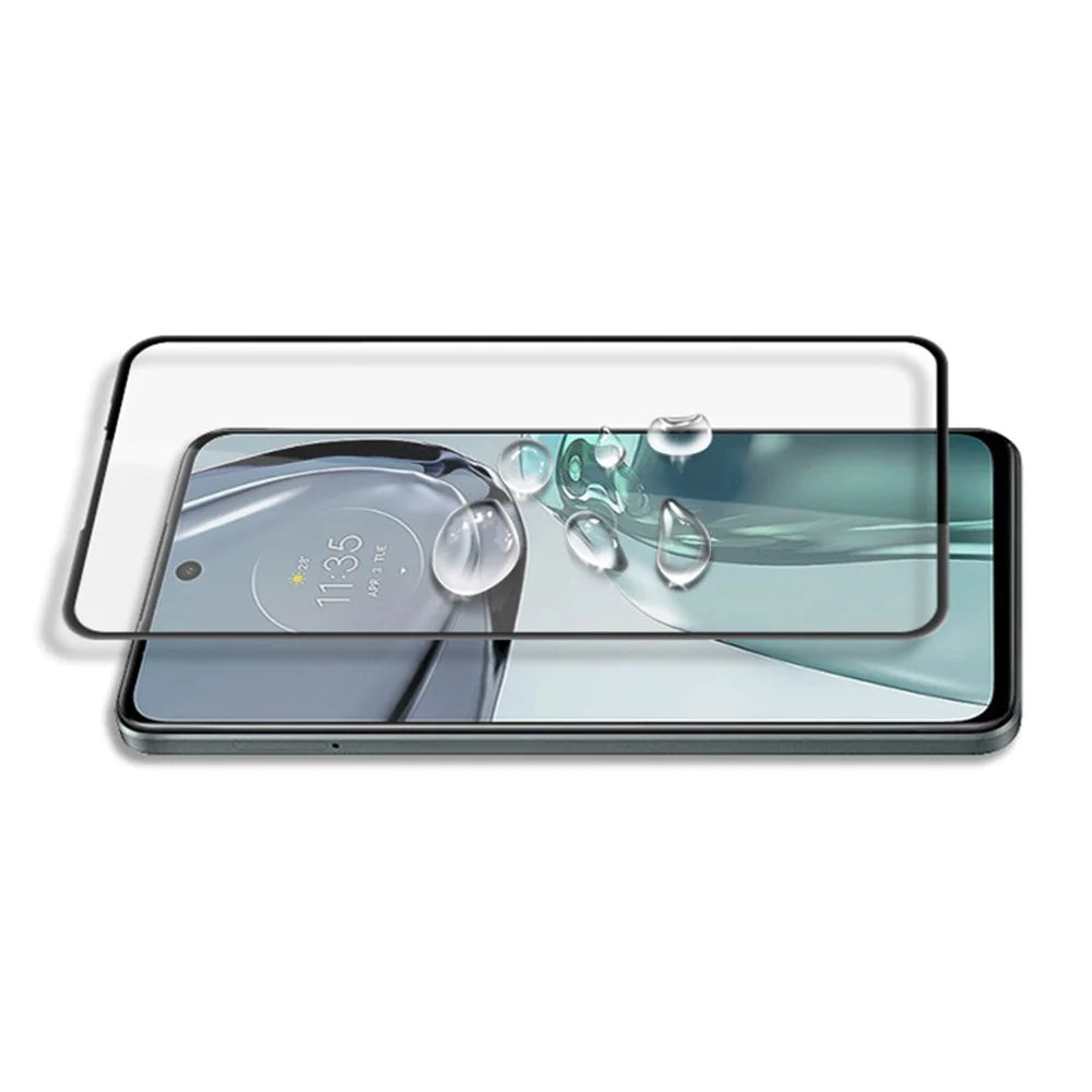 MOCOLO Silk Printing Film for Motorola Moto G62 5G Secondary Hardening Tempered Glass Full Screen Protector - Black - 4