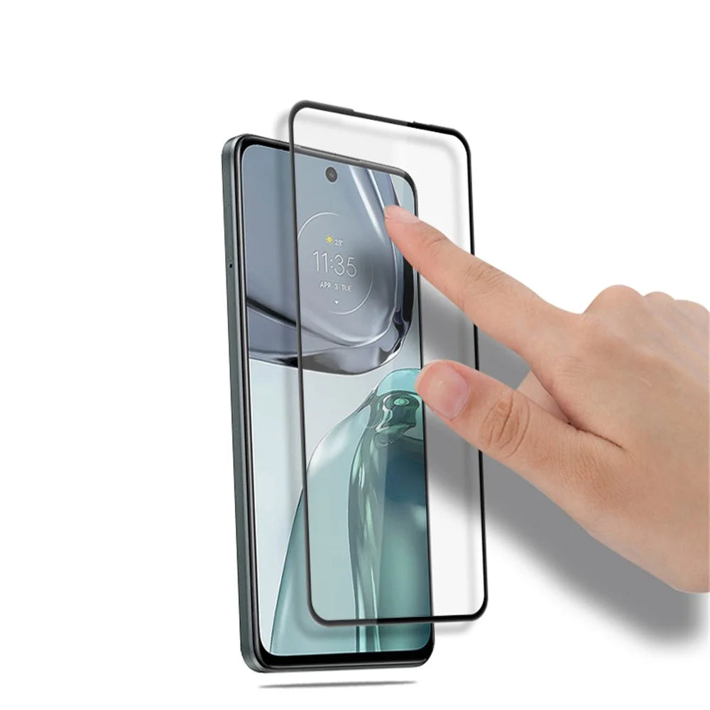 MOCOLO Silk Printing Film for Motorola Moto G62 5G Secondary Hardening Tempered Glass Full Screen Protector - Black - 5