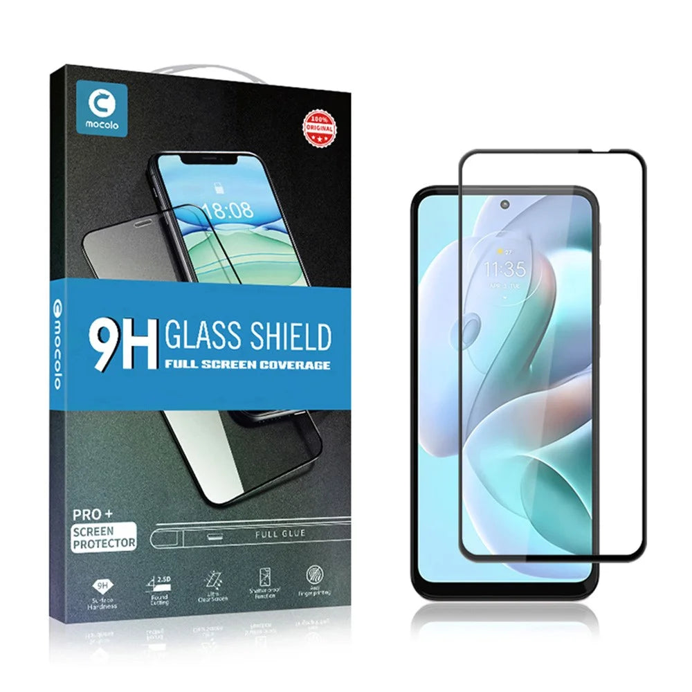 MOCOLO For Motorola Moto G41 4G Silk Printing Tempered Glass Film Secondary Hardening Full Screen Protector - Black - 6