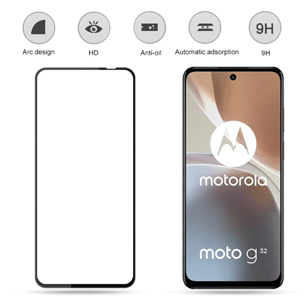 MOCOLO For Motorola Moto G32 4G Silk Printing Tempered Glass Film Full Cover Secondary Hardening Screen Protector - Black - 2