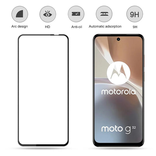 MOCOLO For Motorola Moto G32 4G Silk Printing Tempered Glass Film Full Cover Secondary Hardening Screen Protector - Black - 2
