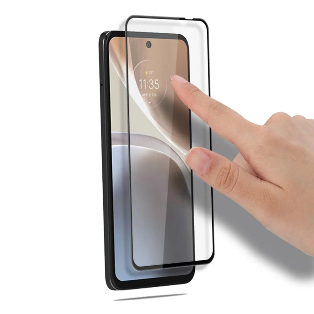 MOCOLO For Motorola Moto G32 4G Silk Printing Tempered Glass Film Full Cover Secondary Hardening Screen Protector - Black - 3