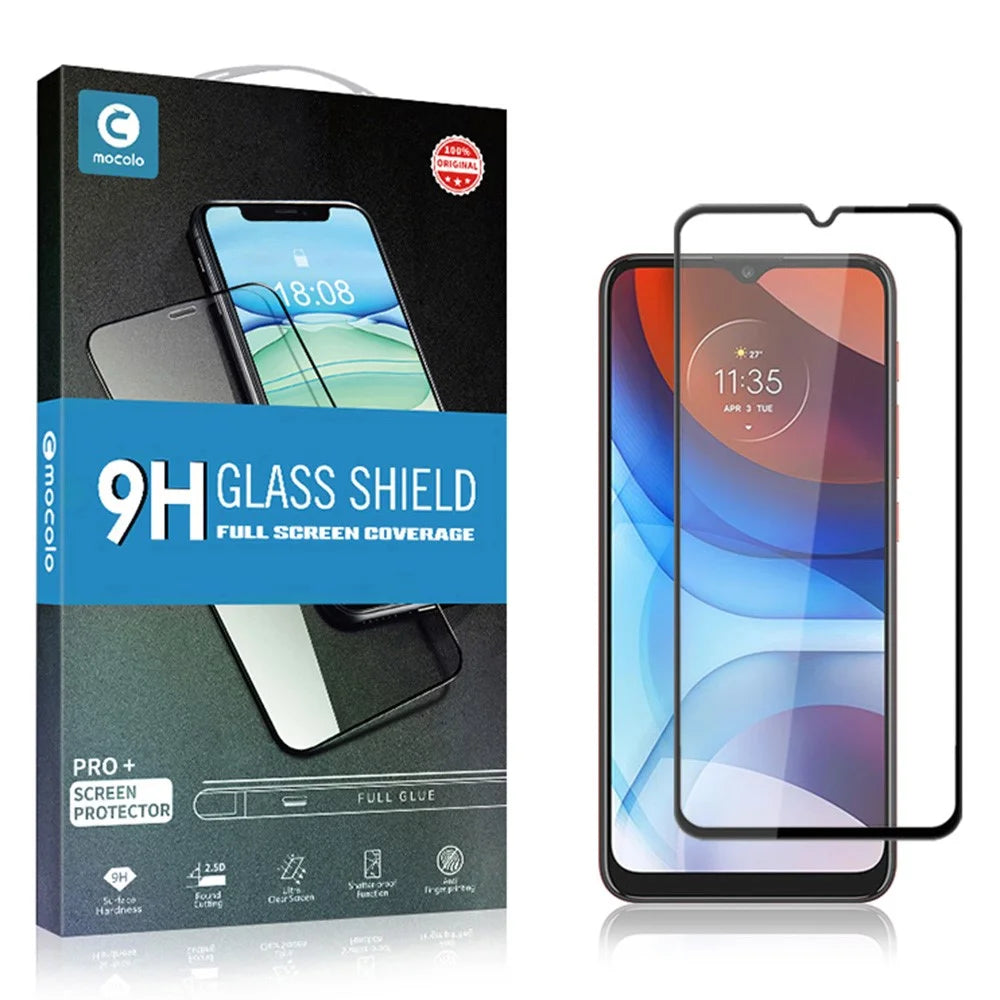 MOCOLO For Motorola Moto E7 Power Tempered Glass Film Secondary Hardening Silk Printing Full Screen Protector - Black - 6