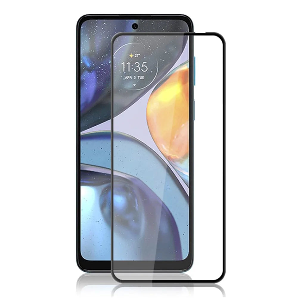 MOCOLO For Motorola Moto G22 Full Cover Tempered Glass Secondary Hardening Silk Printing HD Screen Protector - Black - 1
