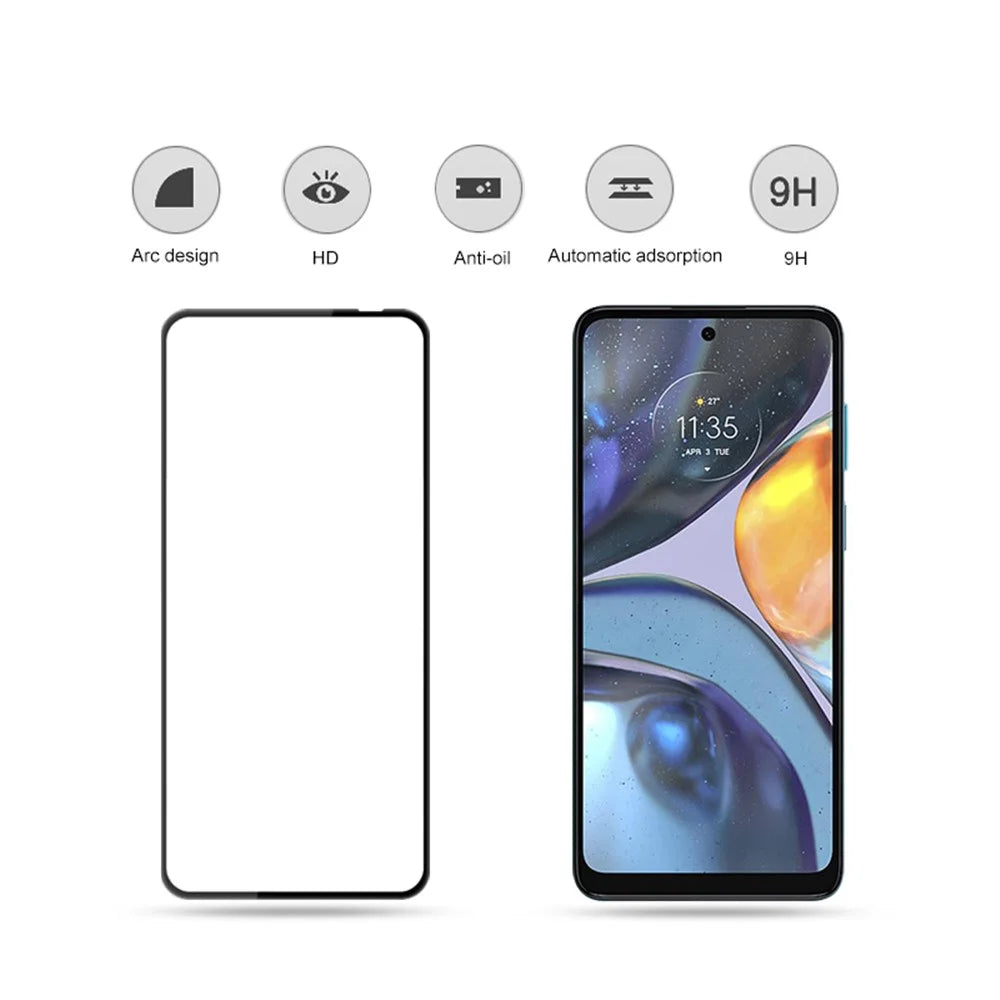 MOCOLO For Motorola Moto G22 Full Cover Tempered Glass Secondary Hardening Silk Printing HD Screen Protector - Black - 2