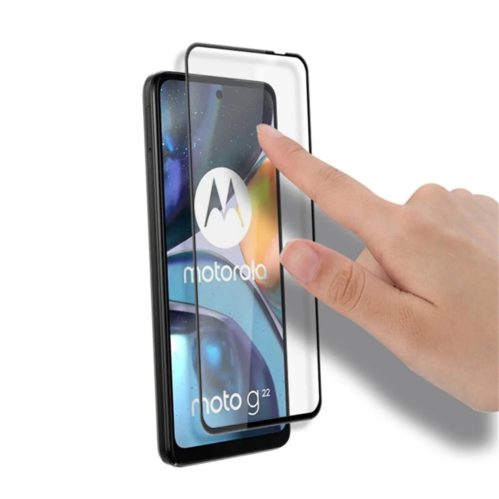 MOCOLO For Motorola Moto G22 Full Cover Tempered Glass Secondary Hardening Silk Printing HD Screen Protector - Black - 4