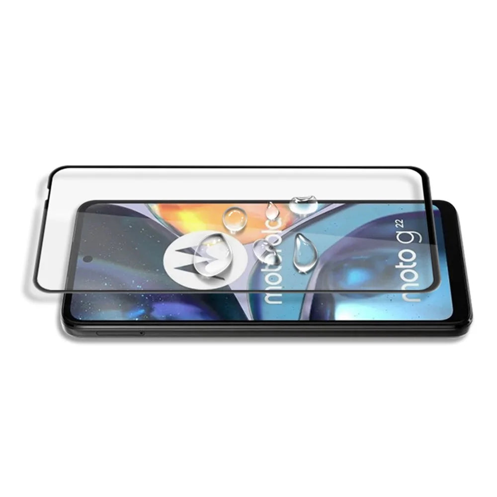 MOCOLO For Motorola Moto G22 Full Cover Tempered Glass Secondary Hardening Silk Printing HD Screen Protector - Black - 5