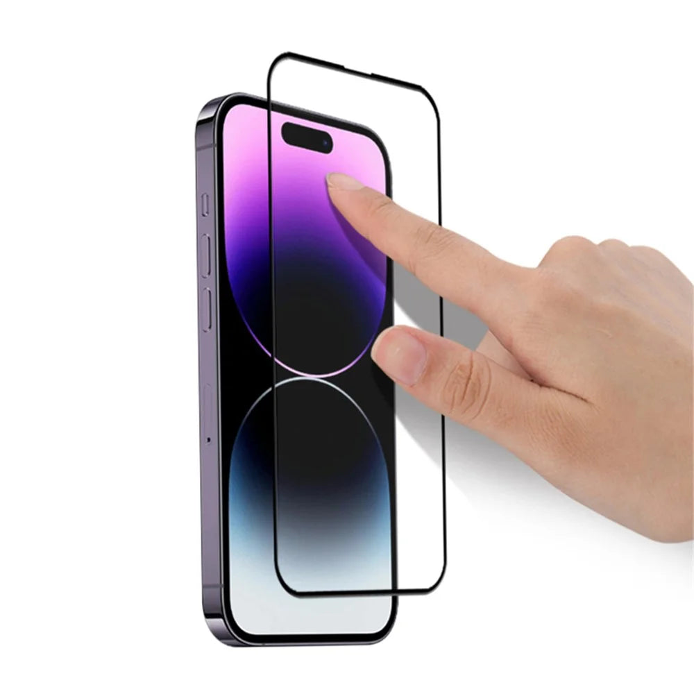 MOCOLO For iPhone 15 Pro Silk Printing HD Clear Tempered Glass Film Secondary Hardening Full Screen Protector - Black - 3